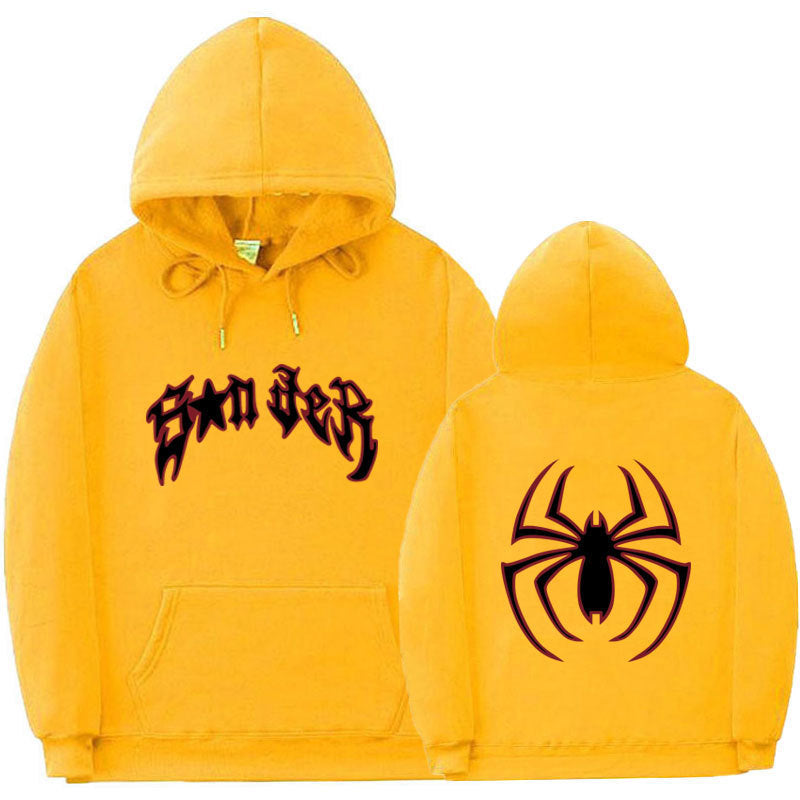 Women's hoodie with striking spider motif and coarse lettering Lisslune