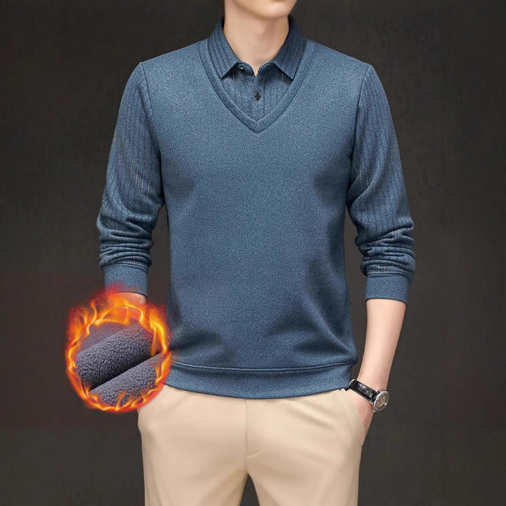 Men's V-Neck Sweater with Textured Design Lisslune