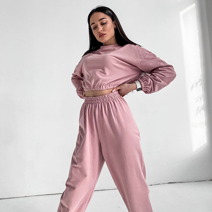 Ladies sporty loungewear set with loose fit and elastic waist Lisslune