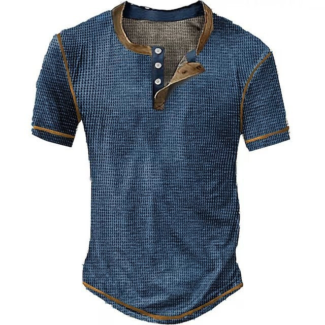 Men's short-sleeve shirt with innovative structural design and fashionable accents Lisslune