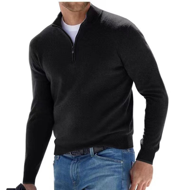 Men's elegant pullover with high collar and fine ribbed design Lisslune