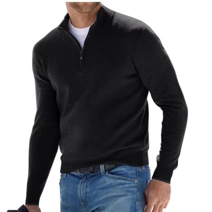 Men's elegant pullover with high collar and fine ribbed design Lisslune
