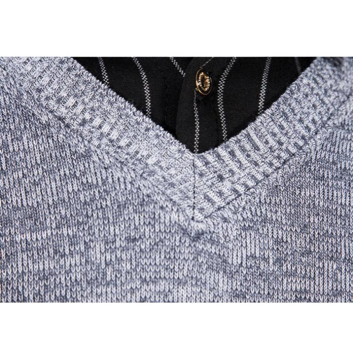 Men's knit pullover with V-neck and contrasting sleeves Lisslune