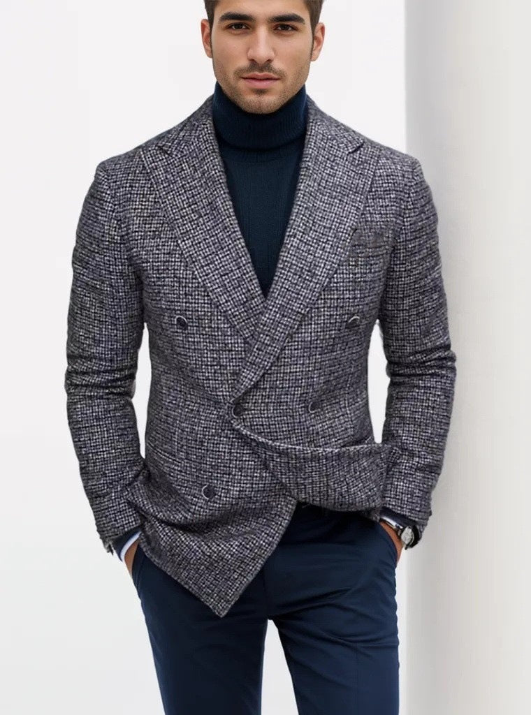 Men's double-breasted blazer made of high-quality fabric with modern details Lisslune