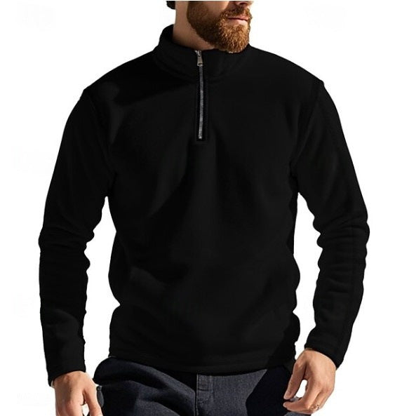 Men's fleece pullover with stand-up collar and half zipper Lisslune