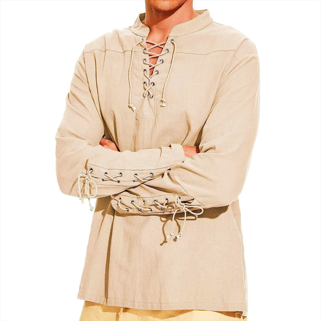 Men's long-sleeve shirt with modern lacing design and casual fit Lisslune