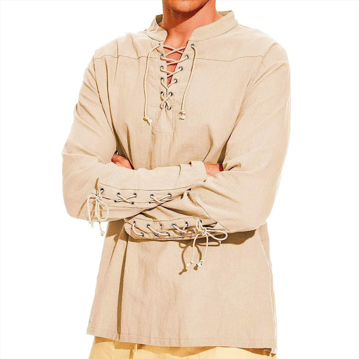Men's long-sleeve shirt with modern lacing design and casual fit Lisslune