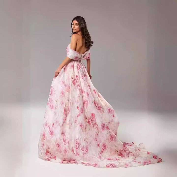 Women's maxi dress with off-shoulder design and floral patterns Lisslune
