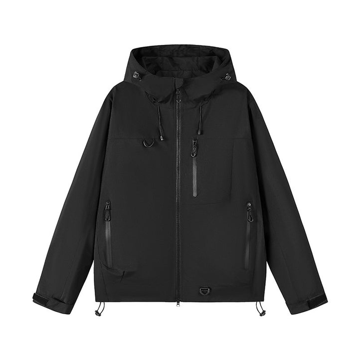 Men's technical outdoor jacket with adjustable hood design and multiple zip pockets Lisslune