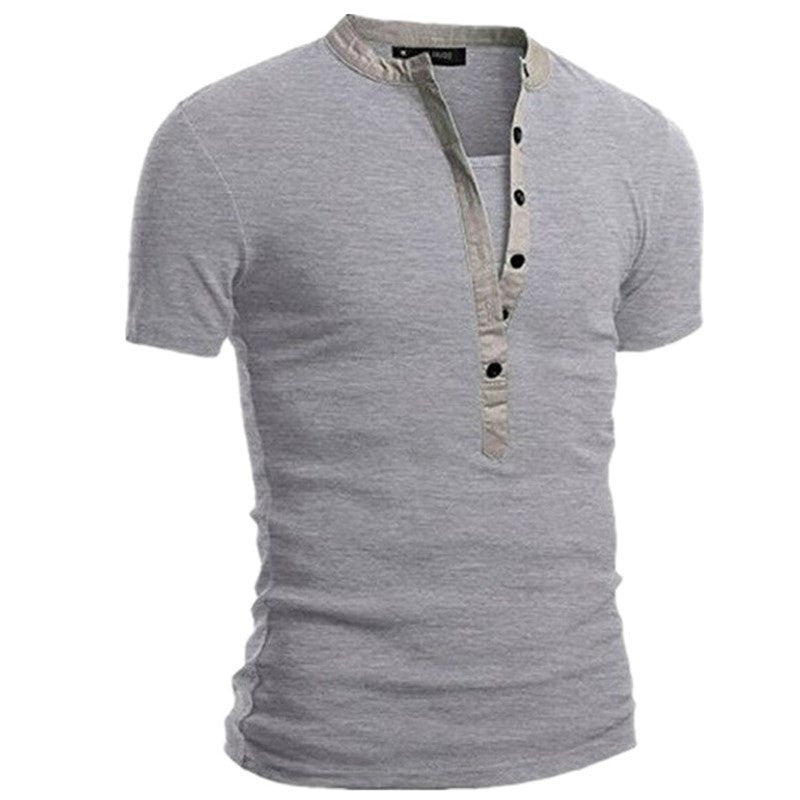 Men's Short Sleeve Shirt with Modern Buttons and Stitched Collar Lisslune