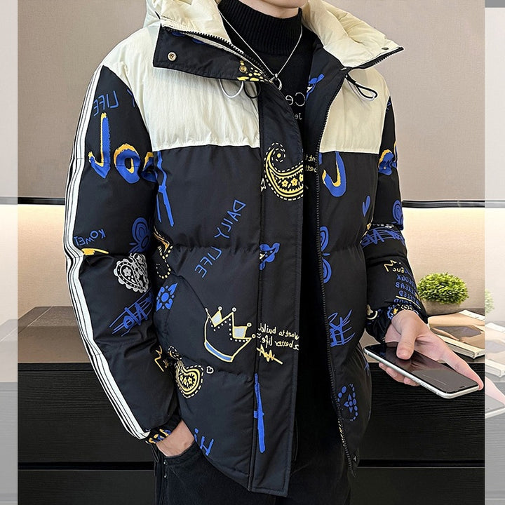 Men's fashionable and warm quilted jacket with adjustable hood Lisslune