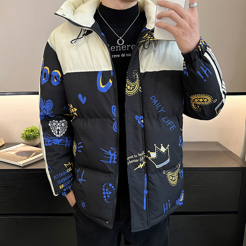 Men's fashionable and warm quilted jacket with adjustable hood Lisslune