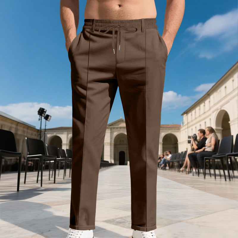 Men's elegant casual trousers with elastic waistband and modern pockets Lisslune