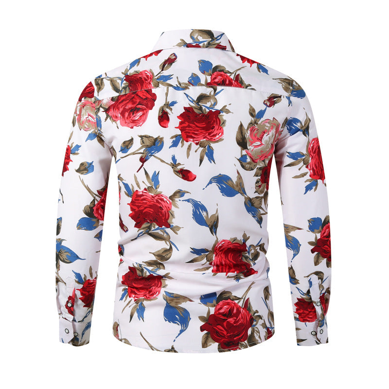 Men's long-sleeve shirt with floral pattern and modern cut Lisslune
