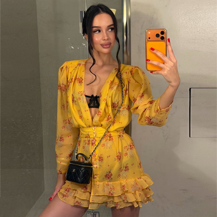 Women's floral dress with ruffle details Lisslune