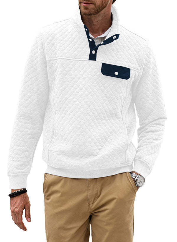 Men's quilted sweater with modern collar and chest pocket Lisslune