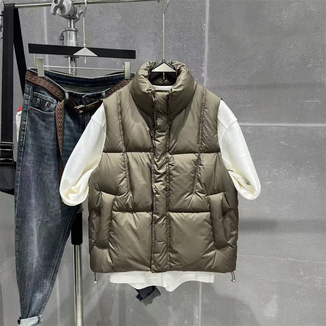 Men's Insulating Quilted Vest with High Collar and Practical Pockets Lisslune