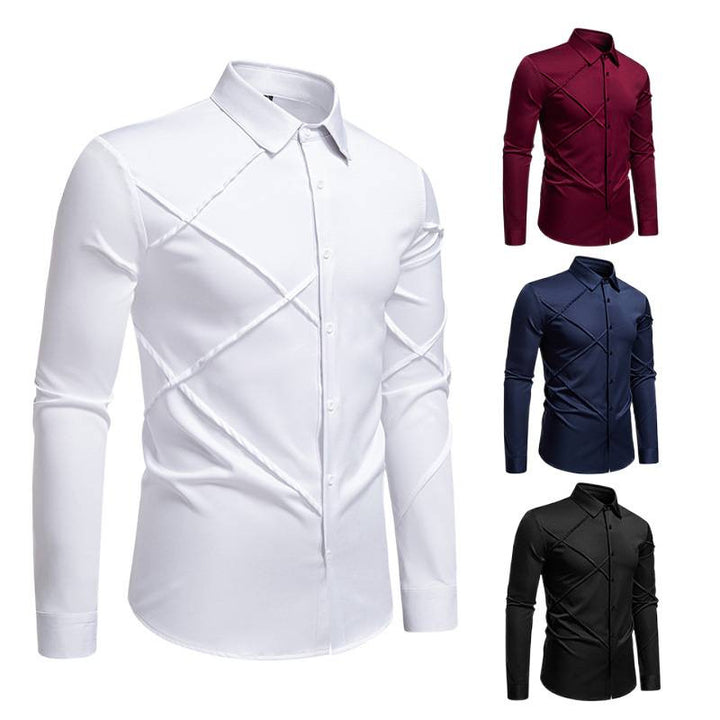 Men's Elegant Shirt with Innovative Cut and Stylish Accents Lisslune