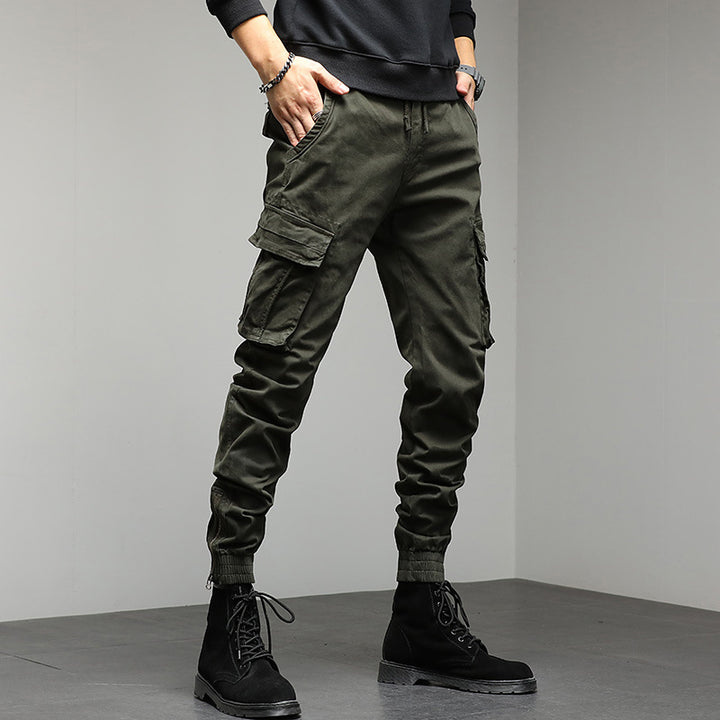 Men's cargo pants with elastic waistband and practical side pockets Lisslune