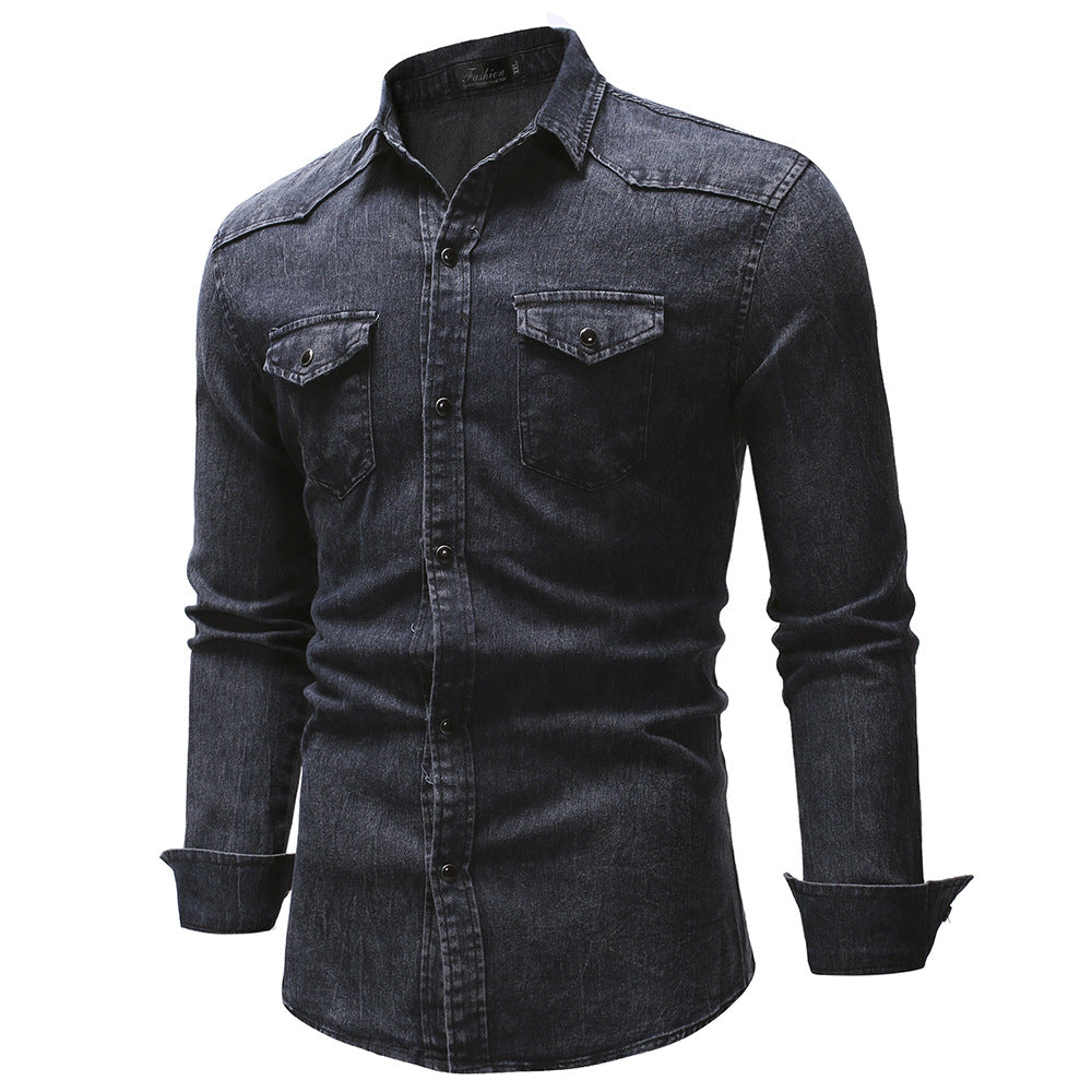 Men's denim shirt with modern details and practical pockets Lisslune