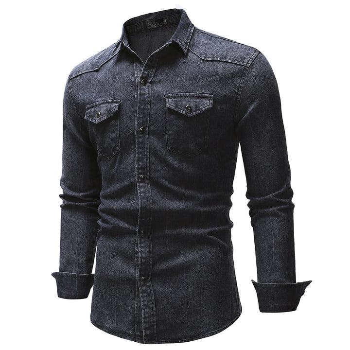 Men's denim shirt with modern details and practical pockets Lisslune