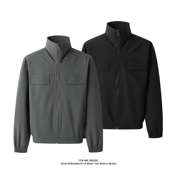 Men's leisure jacket with practical pockets and high collar Lisslune