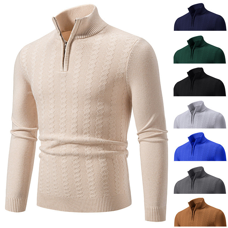 Men's Fashionable Turtleneck Sweater with Elegant Structural Pattern Lisslune