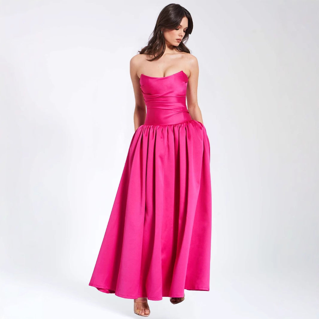 Ladies ball gown with flowing skirt and elegant corset top