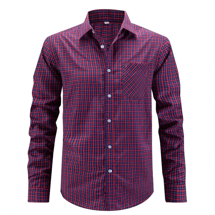 Men's elegant checkered long sleeve shirt with chest pocket Lisslune