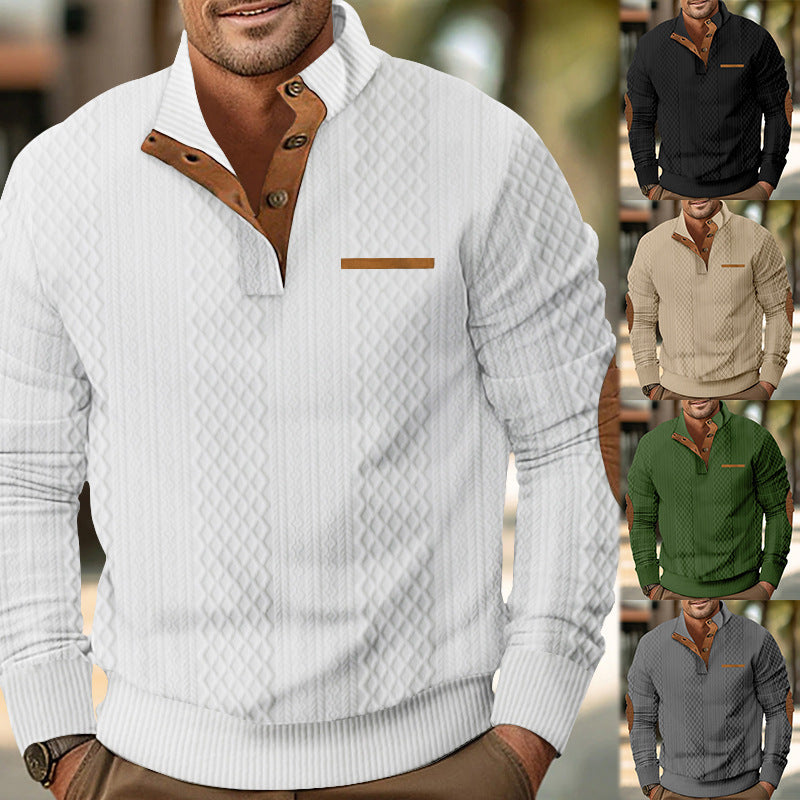Men's knitted sweater with modern collar and textured surface Lisslune