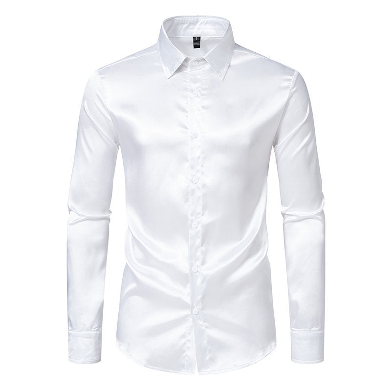 Men's elegant long-sleeve shirt made of silky shiny fabric Lisslune
