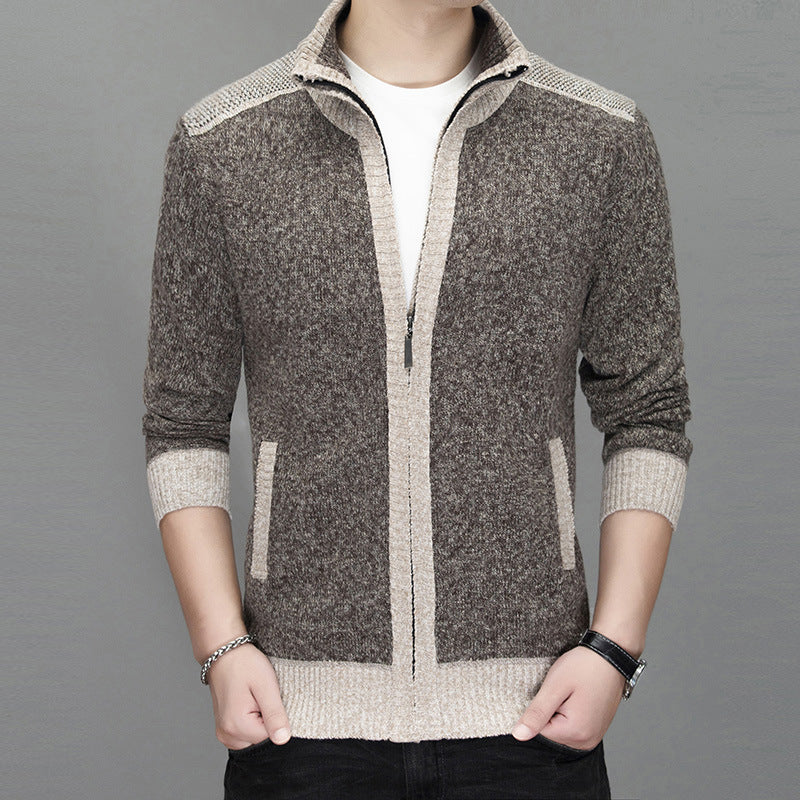 Men's cardigan with fashionable zipper and high collar Lisslune