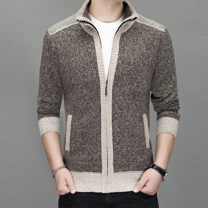 Men's cardigan with fashionable zipper and high collar Lisslune
