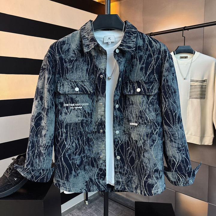 Men's Modern Denim Jacket with Unique Design Lisslune