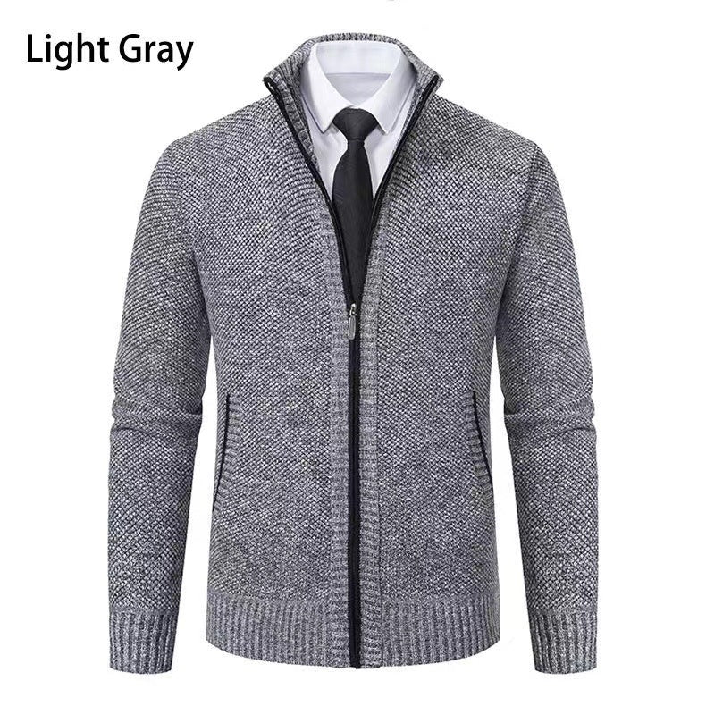 Men's fashionable cardigan with high collar and full-length zipper Lisslune