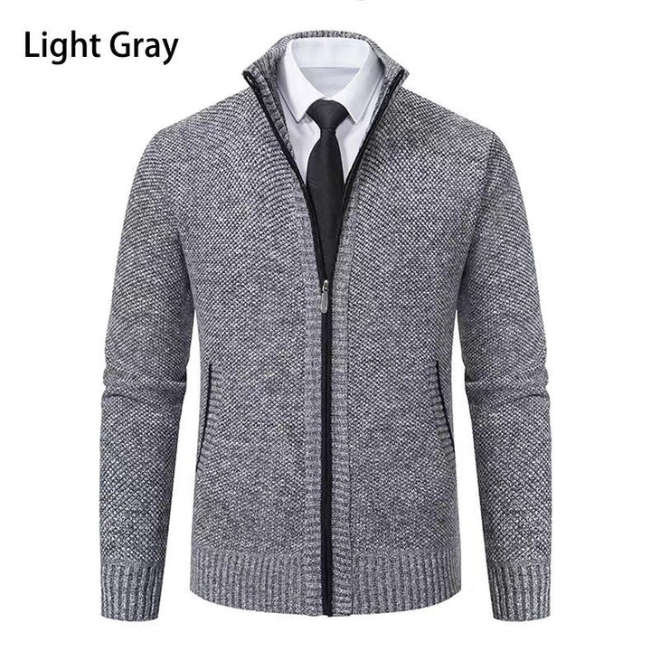 Men's fashionable cardigan with high collar and full-length zipper Lisslune