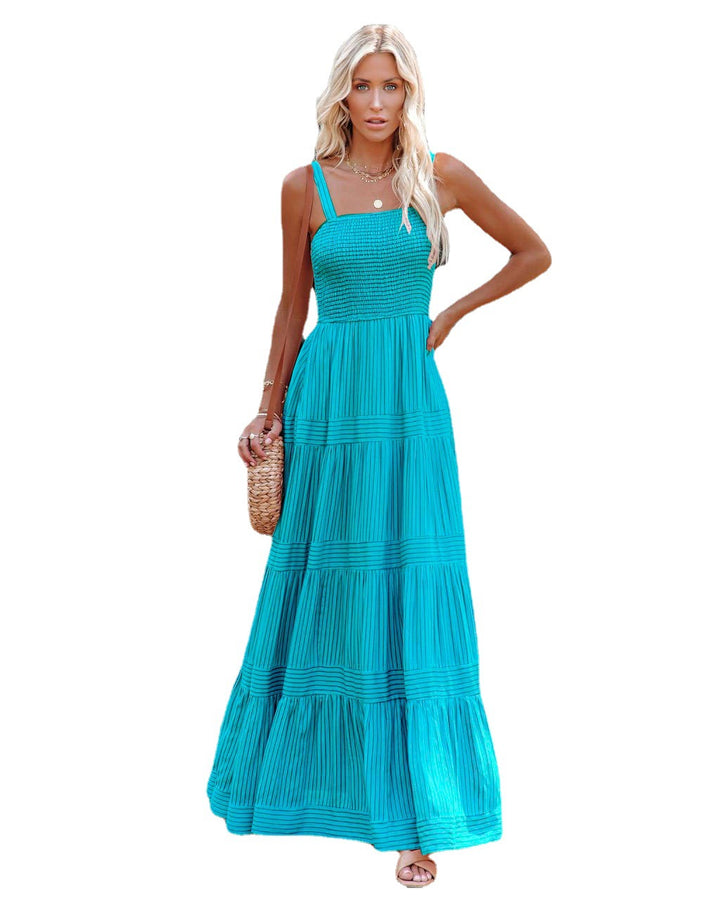 Ladies maxi dress with light ruffle style and elastic bustier Lisslune
