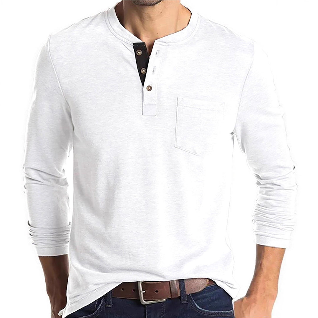 Men's long-sleeve shirt with button placket and practical chest pocket Lisslune