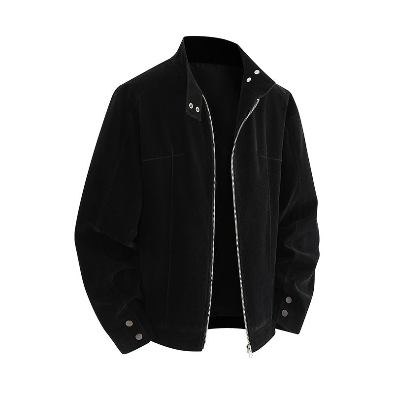 Men's leisure jacket made of soft synthetic leather with practical collar and zipper Lisslune