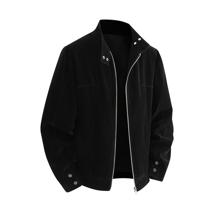 Men's leisure jacket made of soft synthetic leather with practical collar and zipper Lisslune