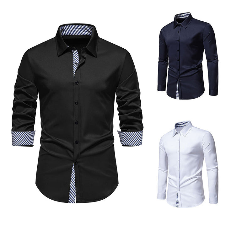 Men's Long Sleeve Shirt with Modern Contrast Design Lisslune