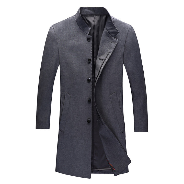 Men's Trendy Long Coat with Stylish Stand-Up Collar Lisslune