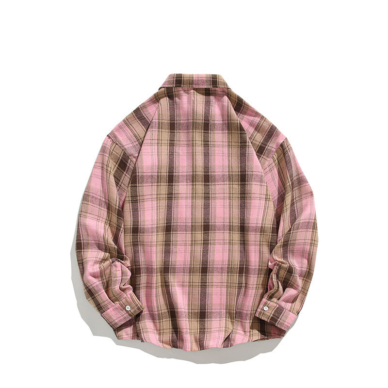 Men's checkered casual shirt with open collar and chest pocket Lisslune