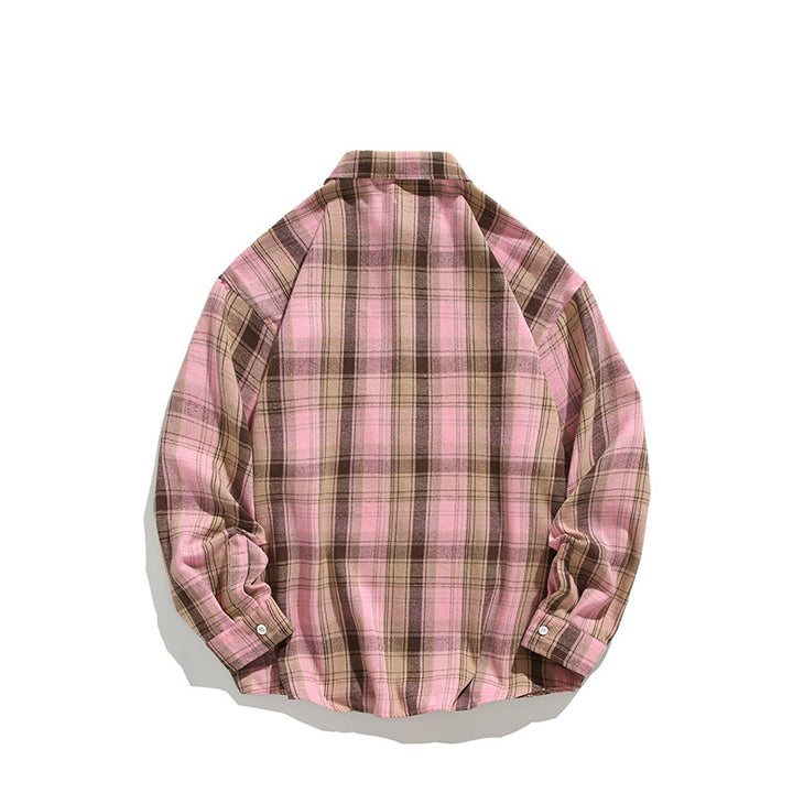 Men's checkered casual shirt with open collar and chest pocket Lisslune