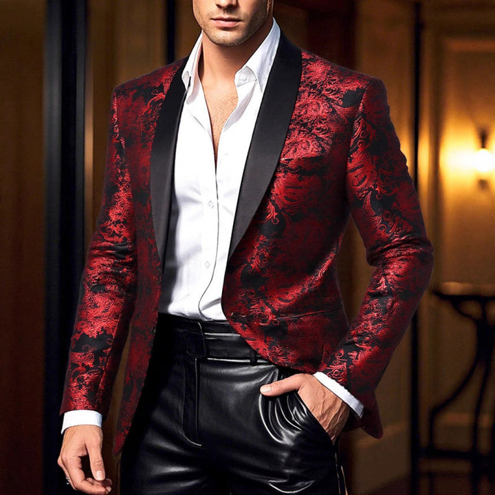 Men's elegant sequin blazer with floral pattern Lisslune
