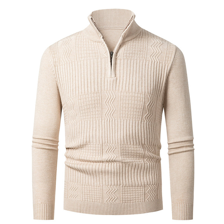 Men's knitted pullover with modern zipper and structured surface Lisslune
