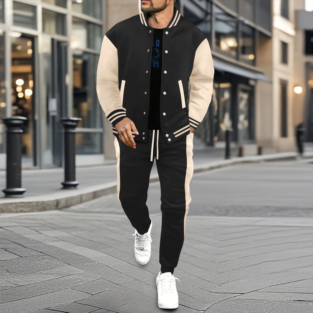 Men's elegant leisure set with modern bomber jacket design and comfortable jogging pants Lisslune
