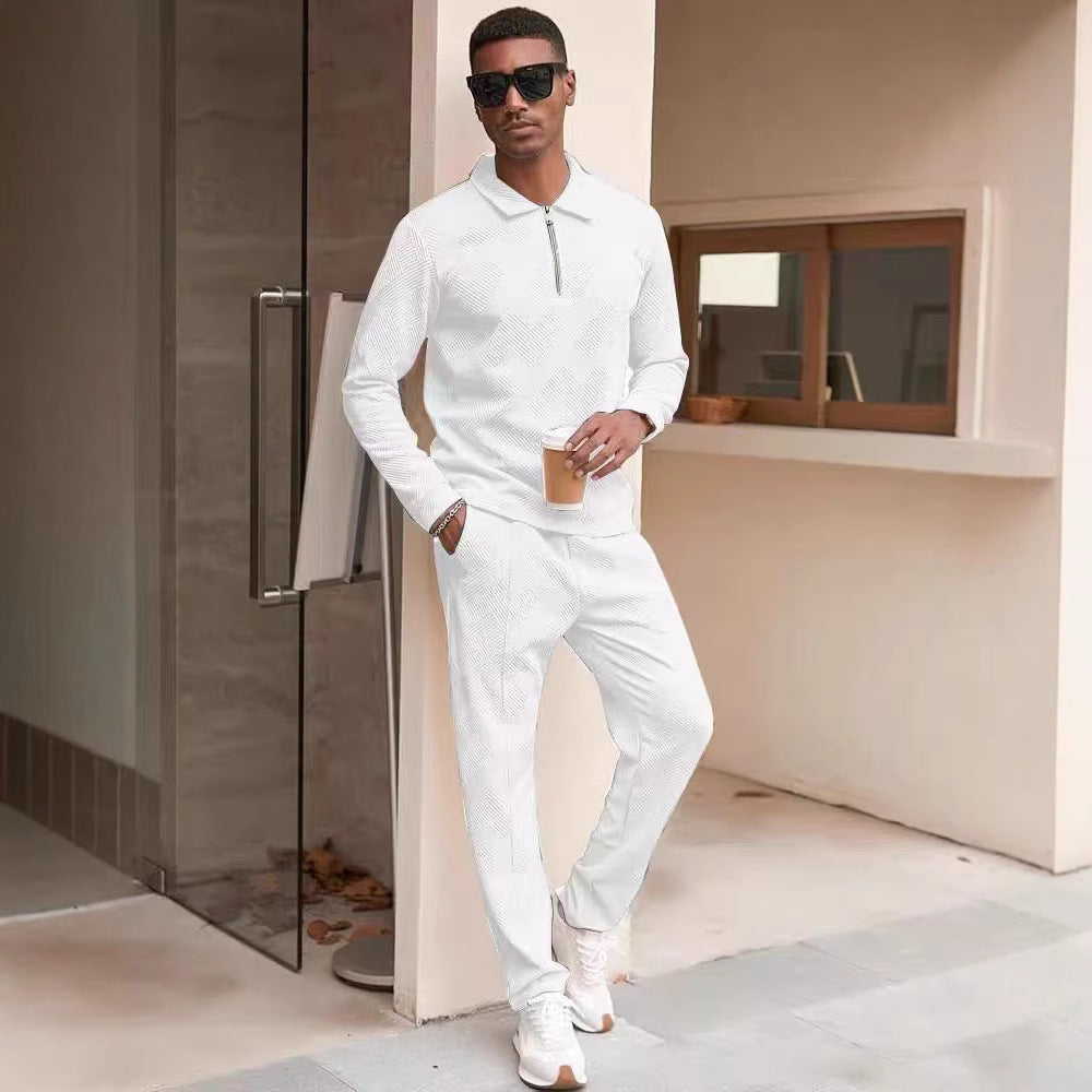 Men's leisure top and pants set with textured design Lisslune