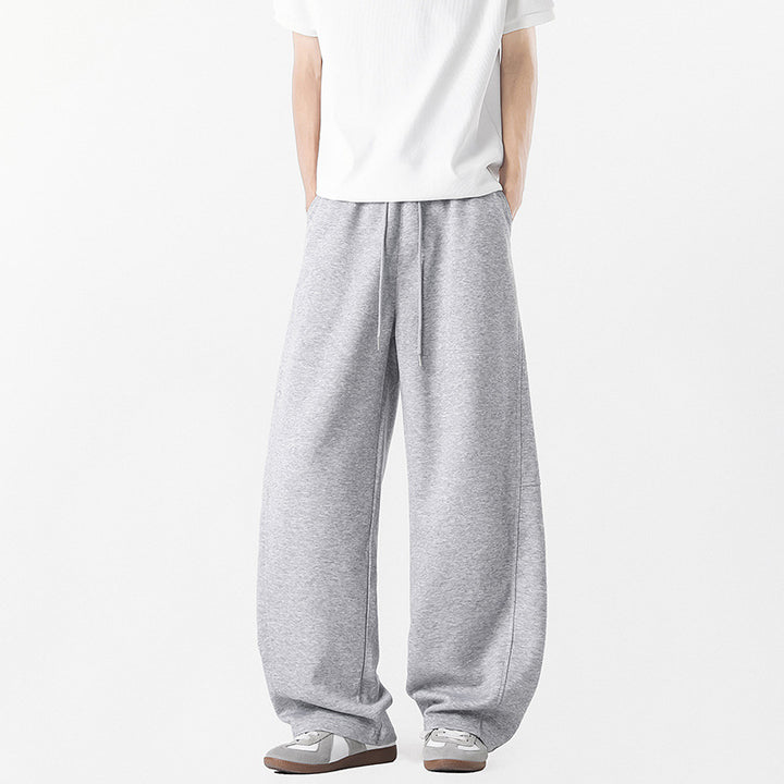 Men's casual, wide-cut leisure pants with elastic waistband and practical side pockets Lisslune