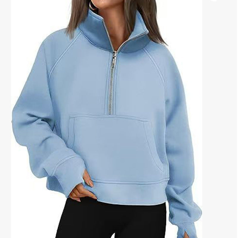Women's Sporty Hoodie with High Collar Lisslune